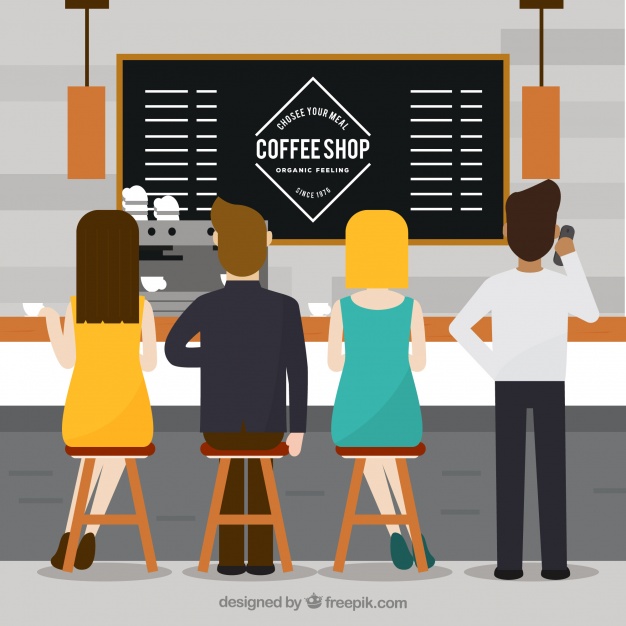 Flat People In A Coffee Shop Vector Free Download 626x626 Flat People In A Coffee Shop Vector Free Download