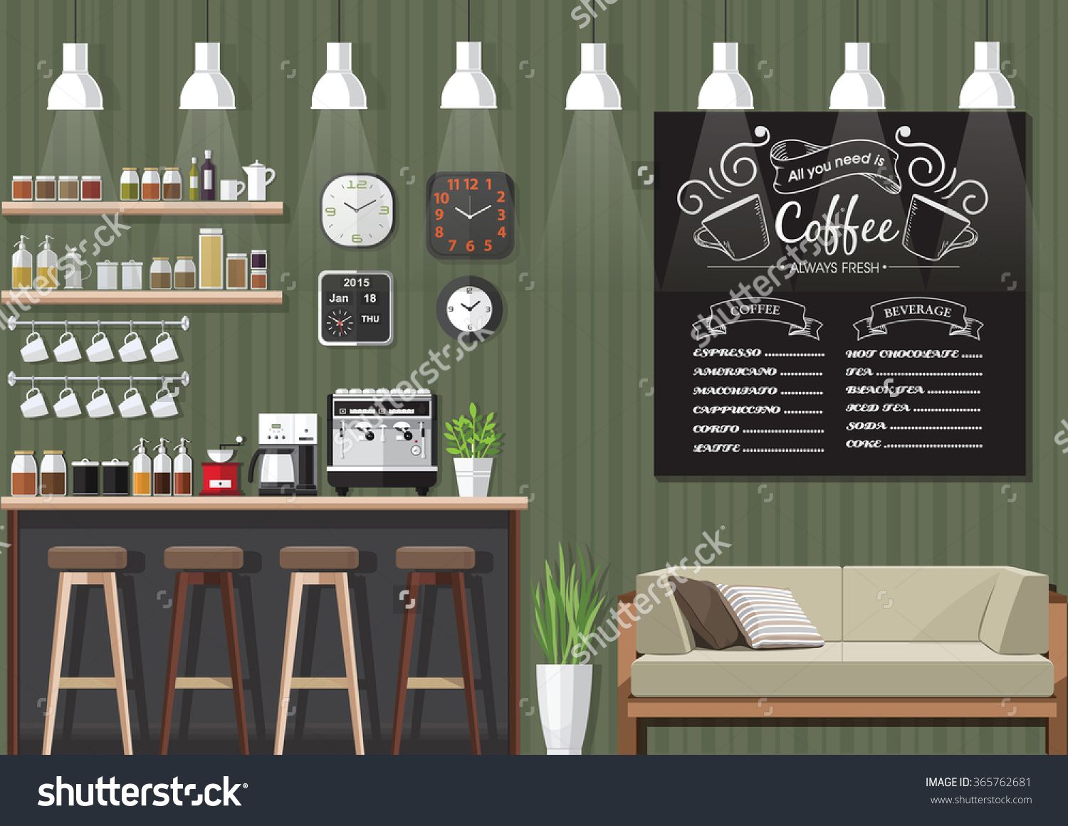 Modern Flat Design Coffee Shop Interior Vector Illustration 1500x1161 Modern Flat Design Coffee Shop Interior Vector Illustration