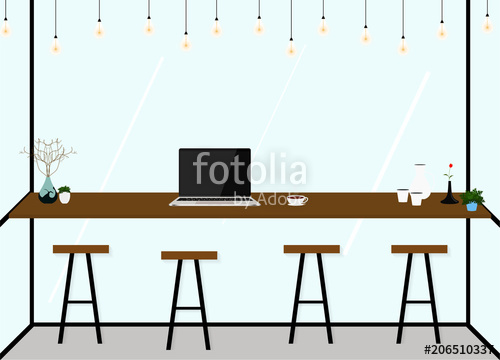Modern Flat Design Coffee Shop Interior Work In Cafe Vector 500x360 Modern Flat Design Coffee Shop Interior Work In Cafe Vector
