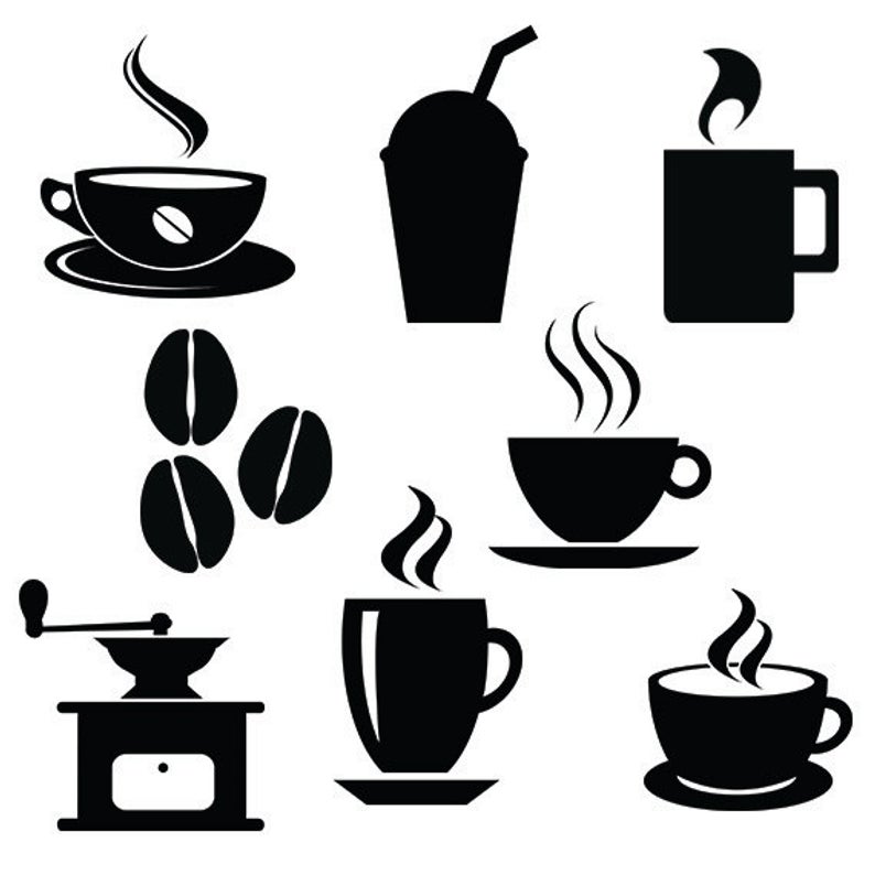 Coffee Silhouette Pack Cafe Vector Clipart Digital Etsy 794x794 Coffee Silhouette Pack Cafe Vector Clipart Digital Etsy