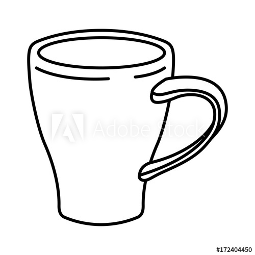 500x500 Porcelain Mug Of Coffee With Handle Monochrome Silhouette Vector