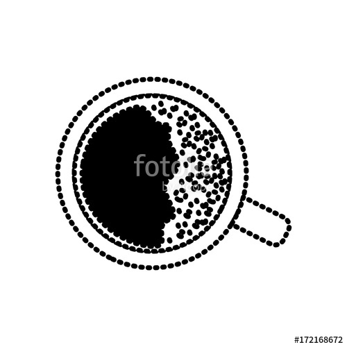 Top View Cup Of Coffee Silhouette Dotted Monochrome On White 500x500 Top View Cup Of Coffee Silhouette Dotted Monochrome On White