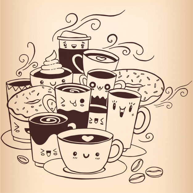 626x626 Coffee Doodle Hand Drawn Sketch Vector Vector Premium Download