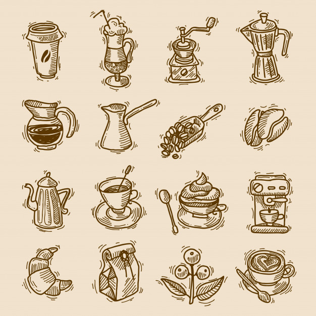 626x626 Coffee Sketch Icons Set Vector Free Download