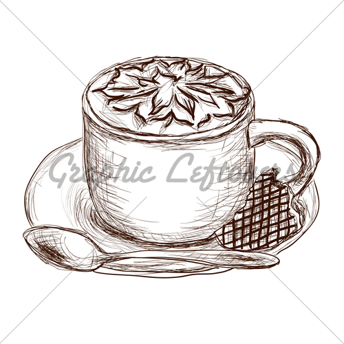 500x500 Cup Of Coffee Vector Sketch Gl Stock Images