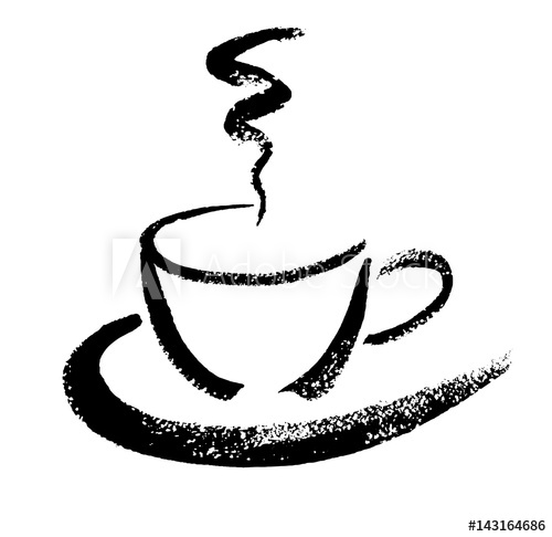 500x486 A Cup Of Coffee Hand Drawn Brush Sketch Vector Illustration