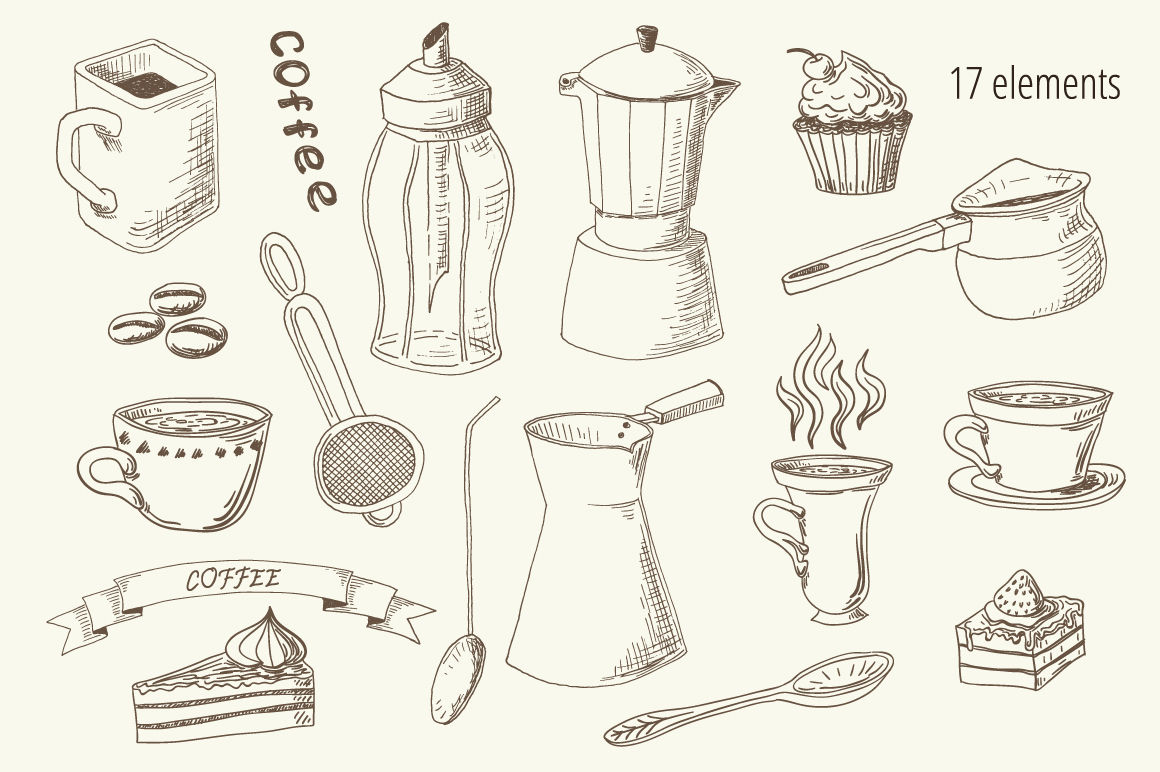 1160x772 Vector Coffee Sketches Patterns