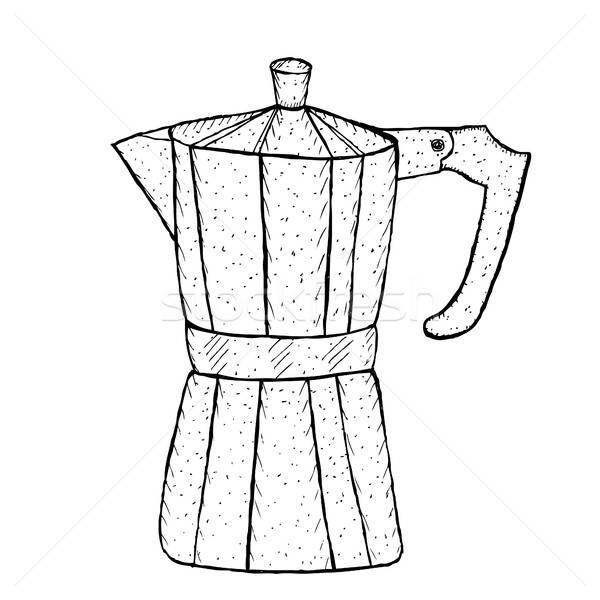 600x600 Geyser Coffee Sketch, Hand Drawing Style Vector Illustration