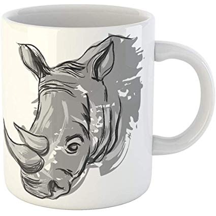 425x425 Funny Gift Unique Coffee Mug Sketch Vector Rhino