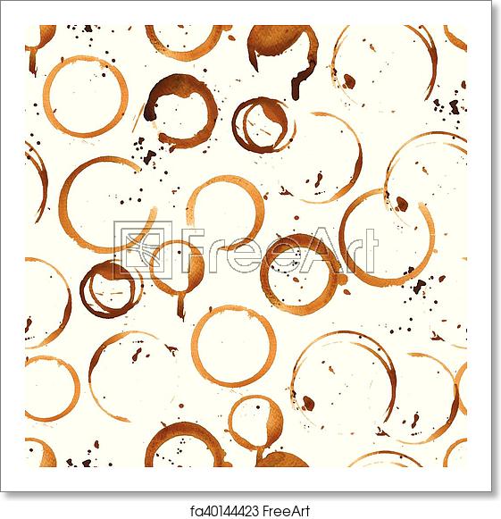 561x581 Free Art Print Of Seamless Pattern With Coffee Stain Circles