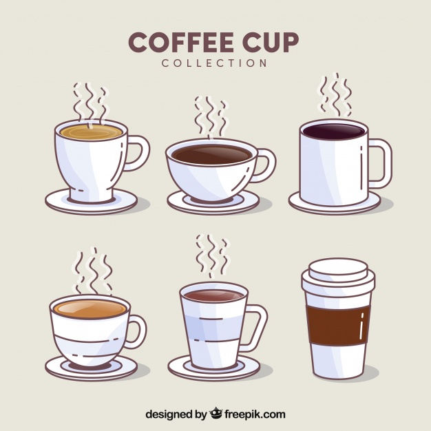 626x626 Coffee Cup Set Of Six With Steam Vector Free Download