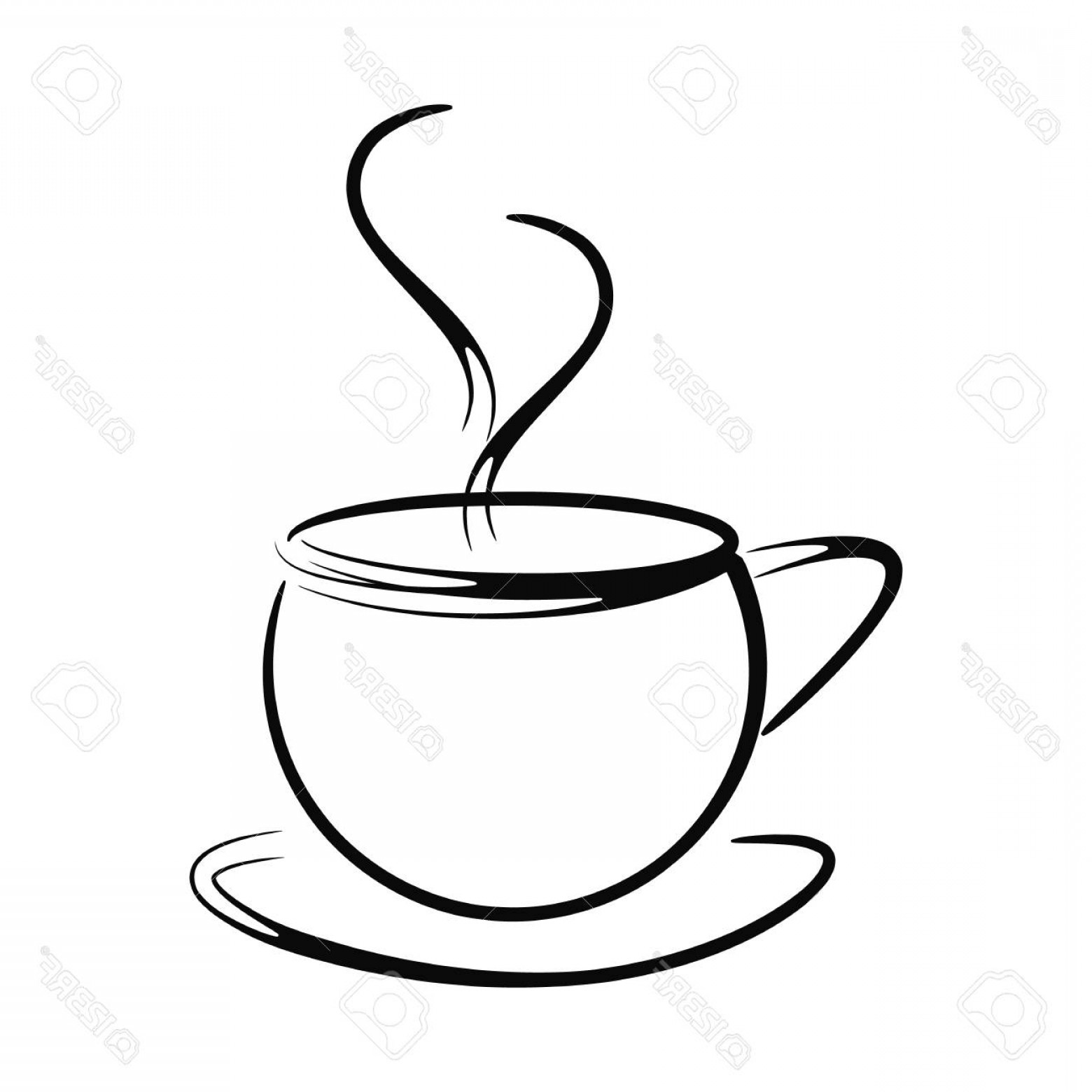 1560x1560 Photostock Vector Black And White Coffee Cup Vector With Steam