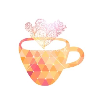 380x400 Triangle Cup Of Tea Or Coffee With Doodle Steam Vector