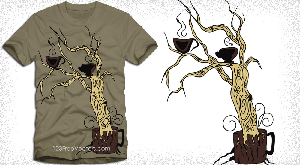 1000x550 Coffee Tree Vector T Shirt Design