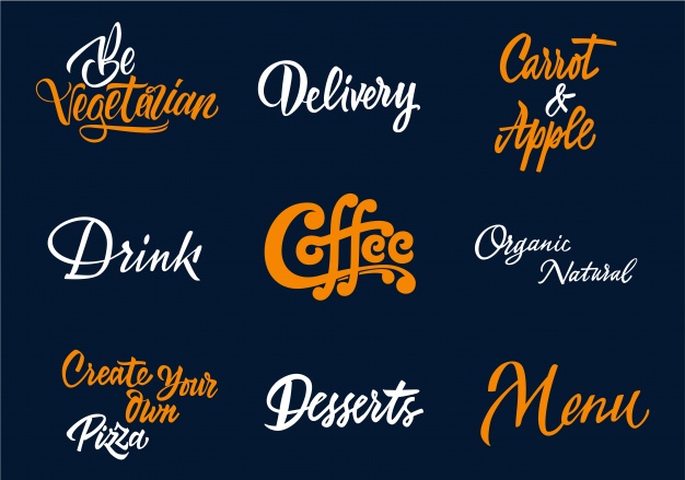 626x439 Coffee Typography Collection Vector Free Download