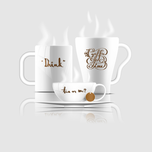 500x500 Coffee Mug And Tea Cup With Typography Vector Illustration Free