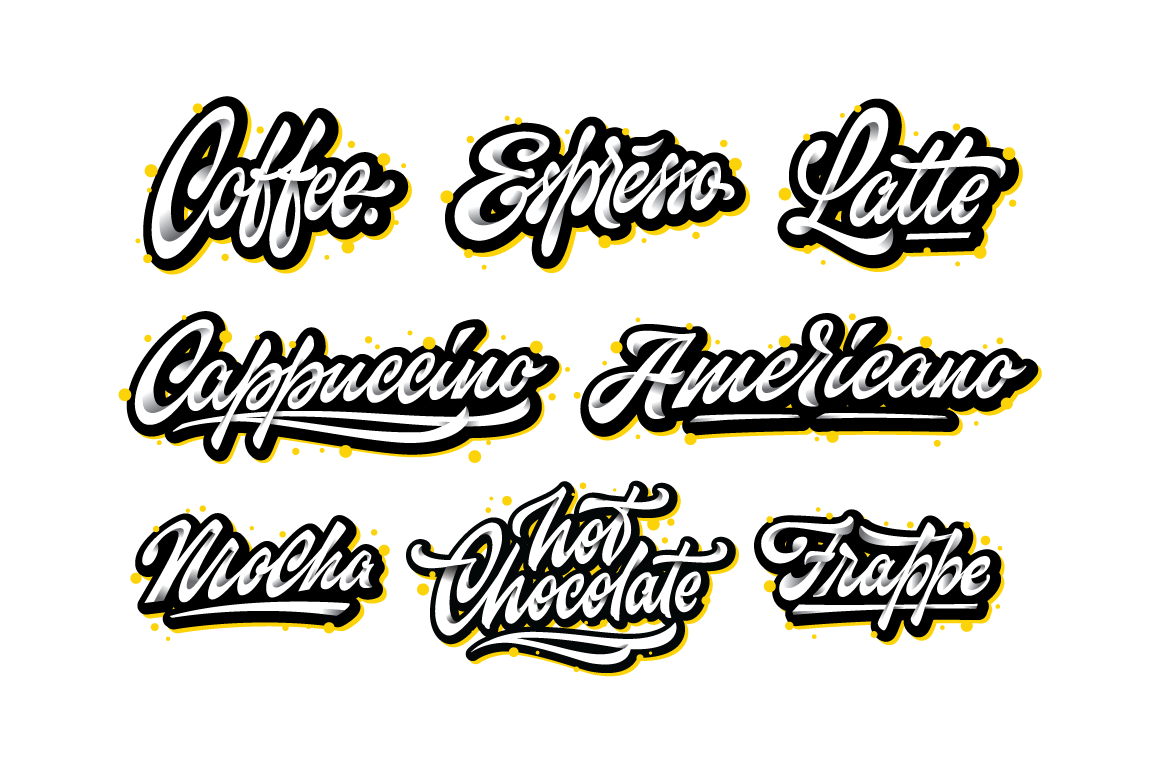 Coffee Vector Lettering Set In Lettering On Yellow Images Creative 1160x772 Coffee Vector Lettering Set In Lettering On Yellow Images Creative
