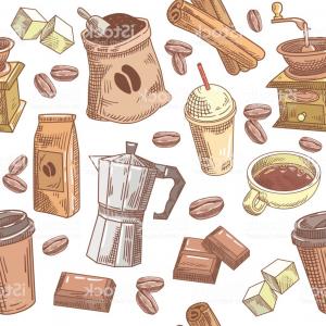 300x300 Photostock Vector Flat Background With A Cup Of Coffee Vector Art
