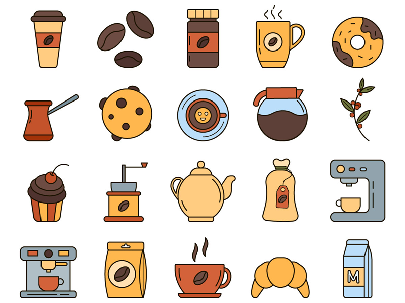 800x600 Coffee Vector Freebie Icon Set