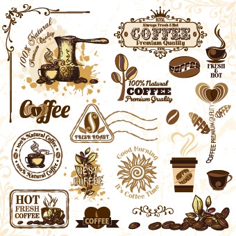 340x340 Retro Labels And Stickers Coffee Vector Vector Misc Free Vector