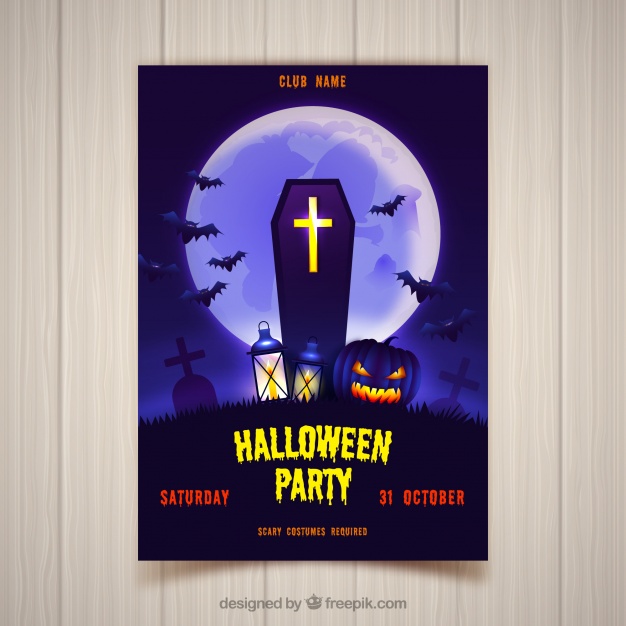 626x626 Halloween Party Poster With Coffin Vector Free Download