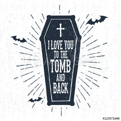 500x500 Hand Drawn Halloween Label With Textured Coffin Vector
