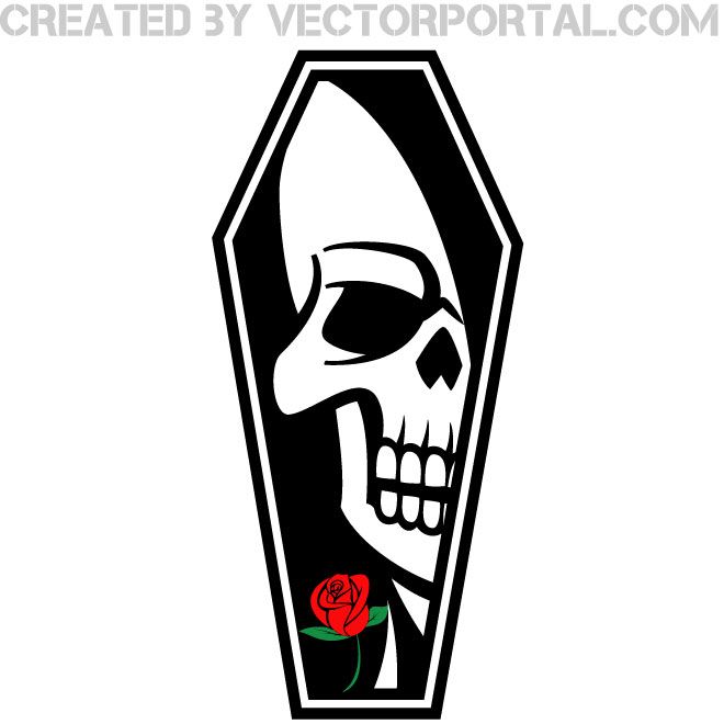 660x660 Coffin With Skull Vector Image