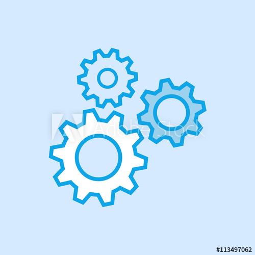 500x500 Gears Cog Vector Icon Simple Blue