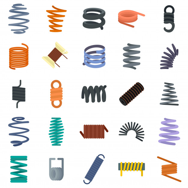 626x626 Coil Spring Cable Icons Set Vector Premium Download