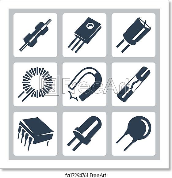 561x581 Free Art Print Of Vector Electronic Components Icons Set Resistor