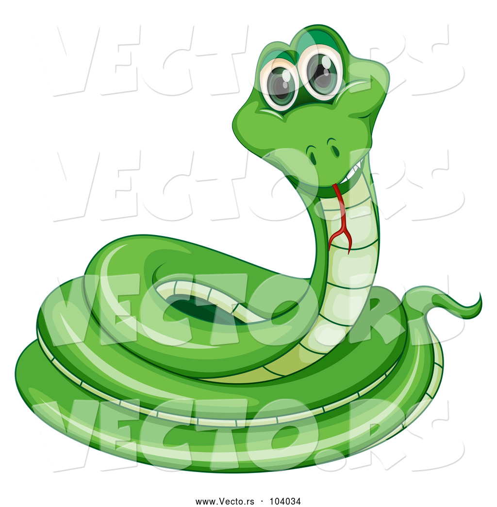 1024x1044 Vector Of Happy Cartoon Green Coiled Snake