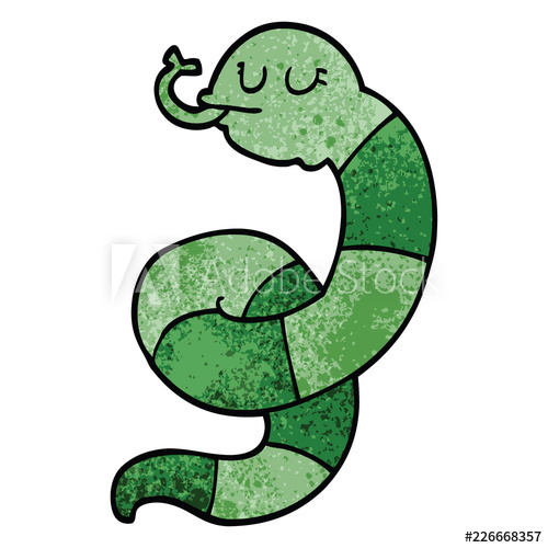 500x500 Cartoon Doodle Snake Coiled