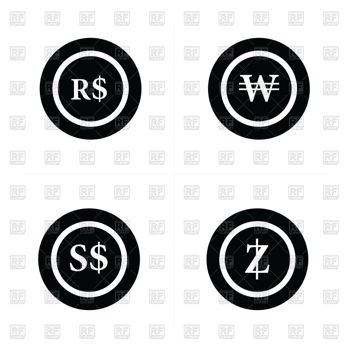 Coins Icon, Real Brazil, Wons, Singapore Dollars Vector Image 1200x1200 Coins Icon, Real Brazil, Wons, Singapore Dollars Vector Image