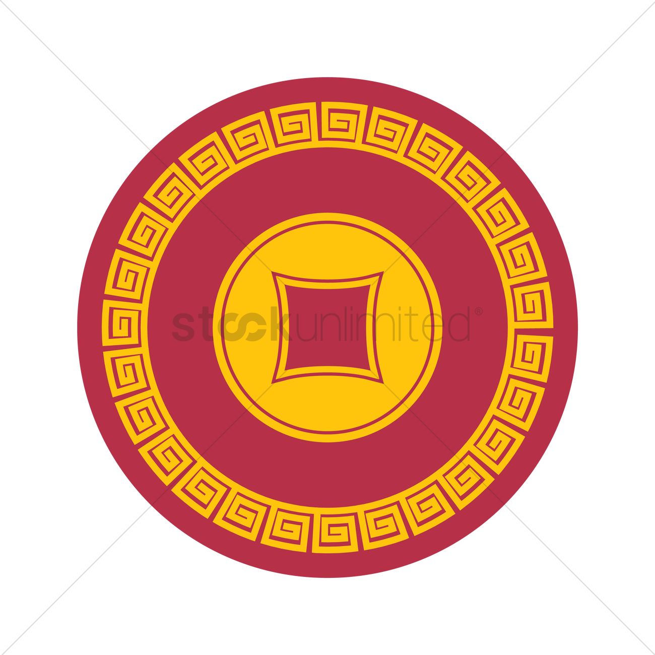Chinese Coin Vector Image 1300x1300 Chinese Coin Vector Image