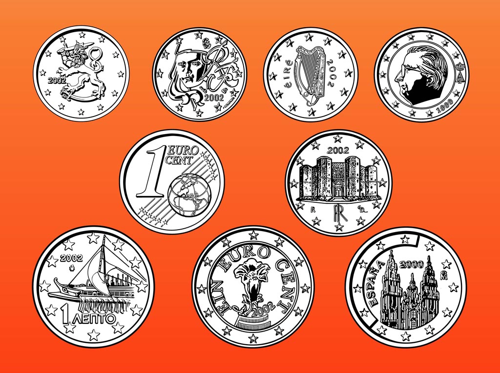 Euro Coins Vector Art Graphics 1024x765 Euro Coins Vector Art Graphics