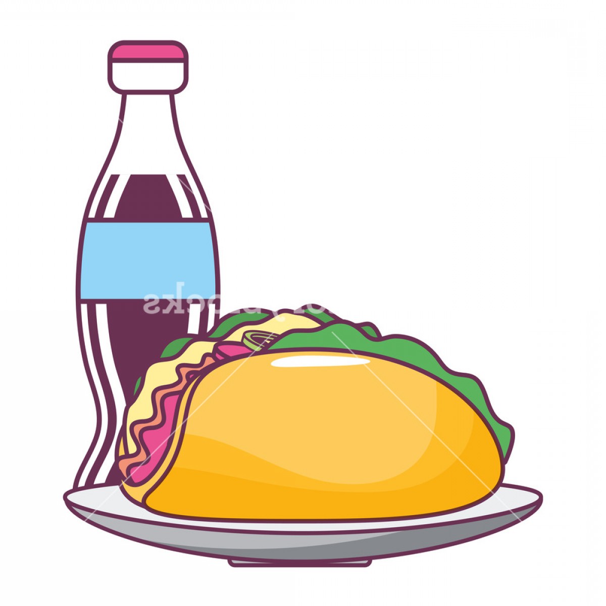 1200x1200 Fast Food Mexican Burrito With Coke Cartoon Vector Illustration