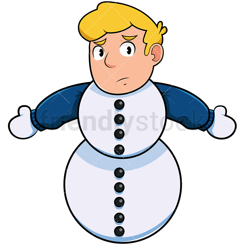 800x800 Cold Man Turning Into Snowman Cartoon Vector Clipart