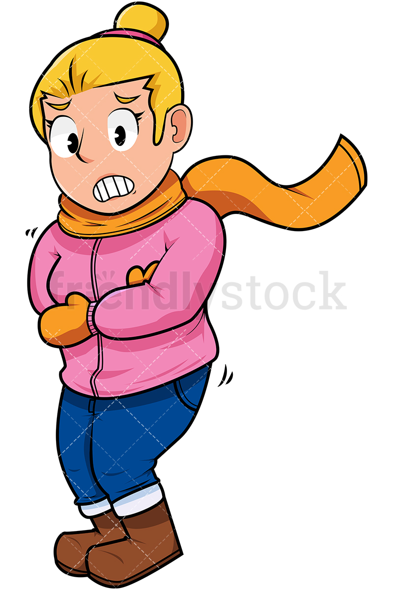 800x1200 Cold Woman Shivering Cartoon Vector Clipart