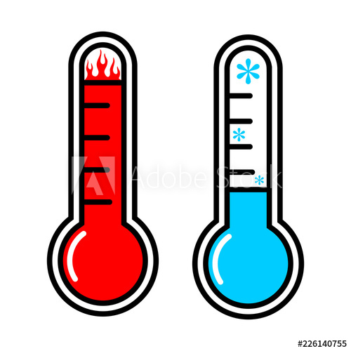 500x500 Thermometers Measuring Heat And Cold, Vector Illustration