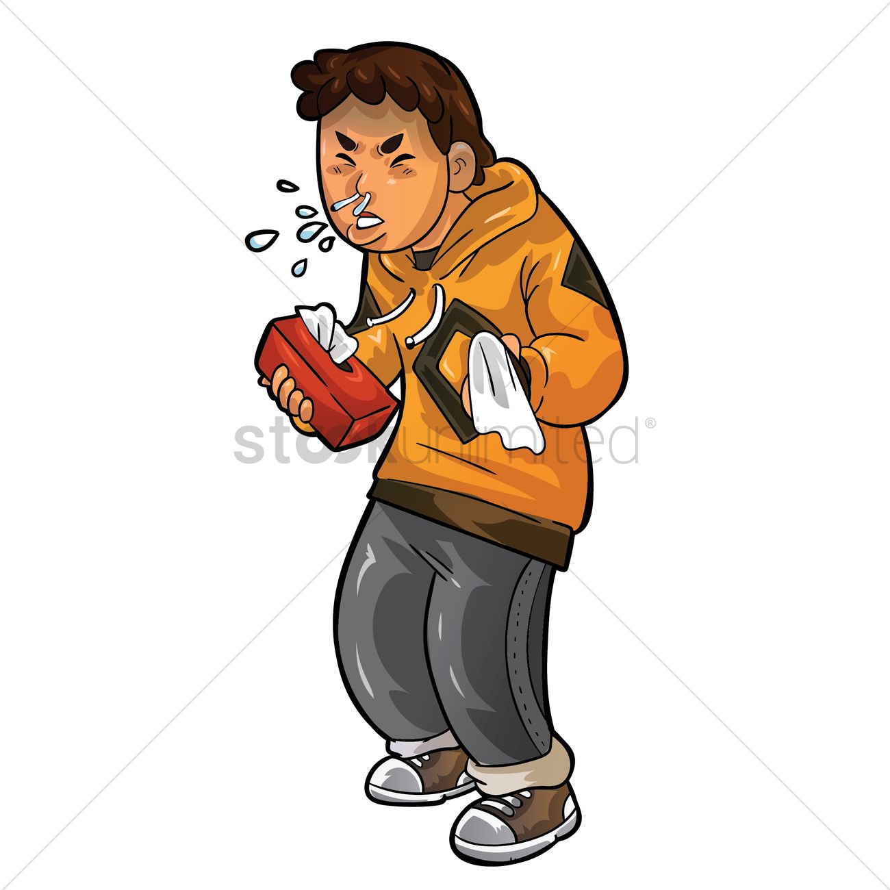 1300x1300 Boy Having A Cold Vector Image