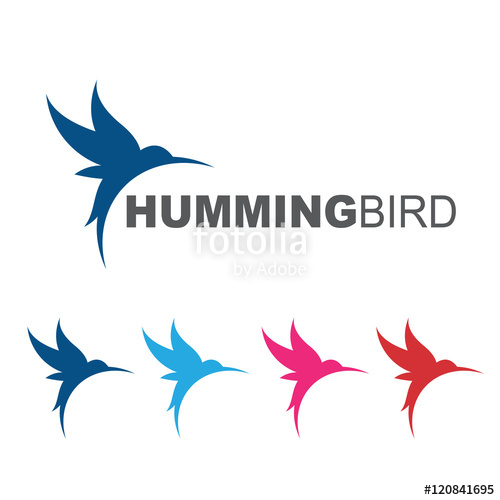 500x500 Elegant Flying Hummingbird Colibri Logo Symbol Stock Image