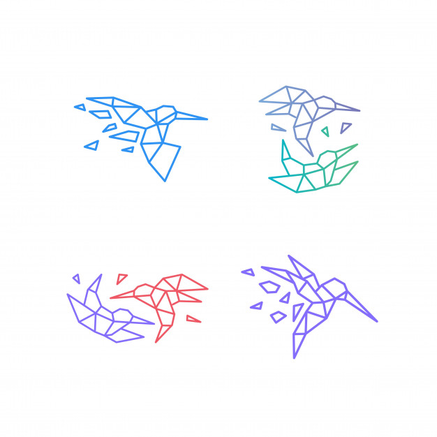626x626 Hummingbird Colibri Bird Geometric Logo Vector Icon Vector