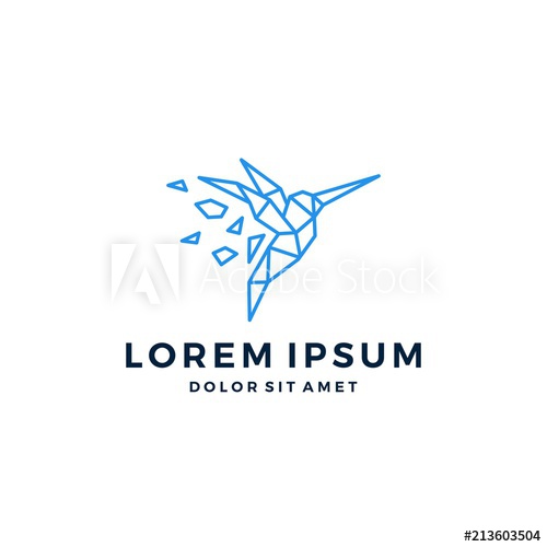 500x500 Geometric Bird Colibri Hummingbird Shattered Glass Logo Vector