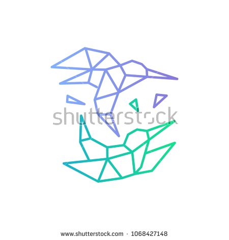 450x470 Hummingbird Colibri Bird Geometric Shattered Fractal Fraction Logo