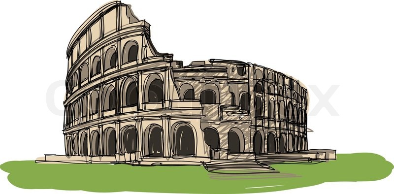 800x394 Colosseum Rome Italy Sketcbook Stock Vector Colourbox
