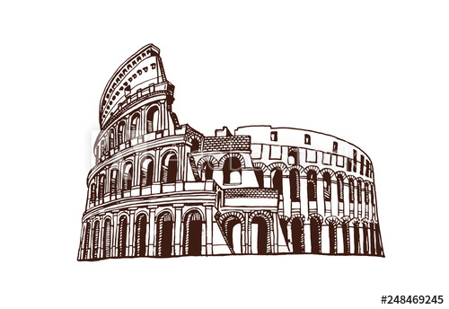 500x344 Graphical Vintage Coliseumvector Sketchy Illustration,rome