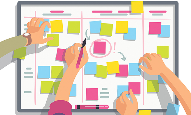 Developers Team Planning Weekly Schedule Tasks On Task Board 655x396 Developers Team Planning Weekly Schedule Tasks On Task Board
