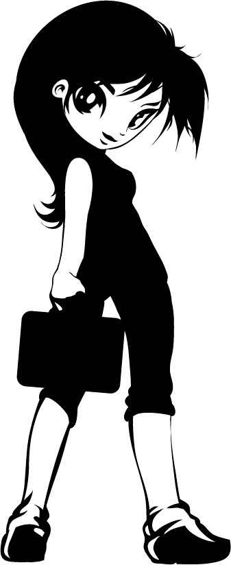 337x824 Black And White Cartoon Female White Collar Vector Free Download