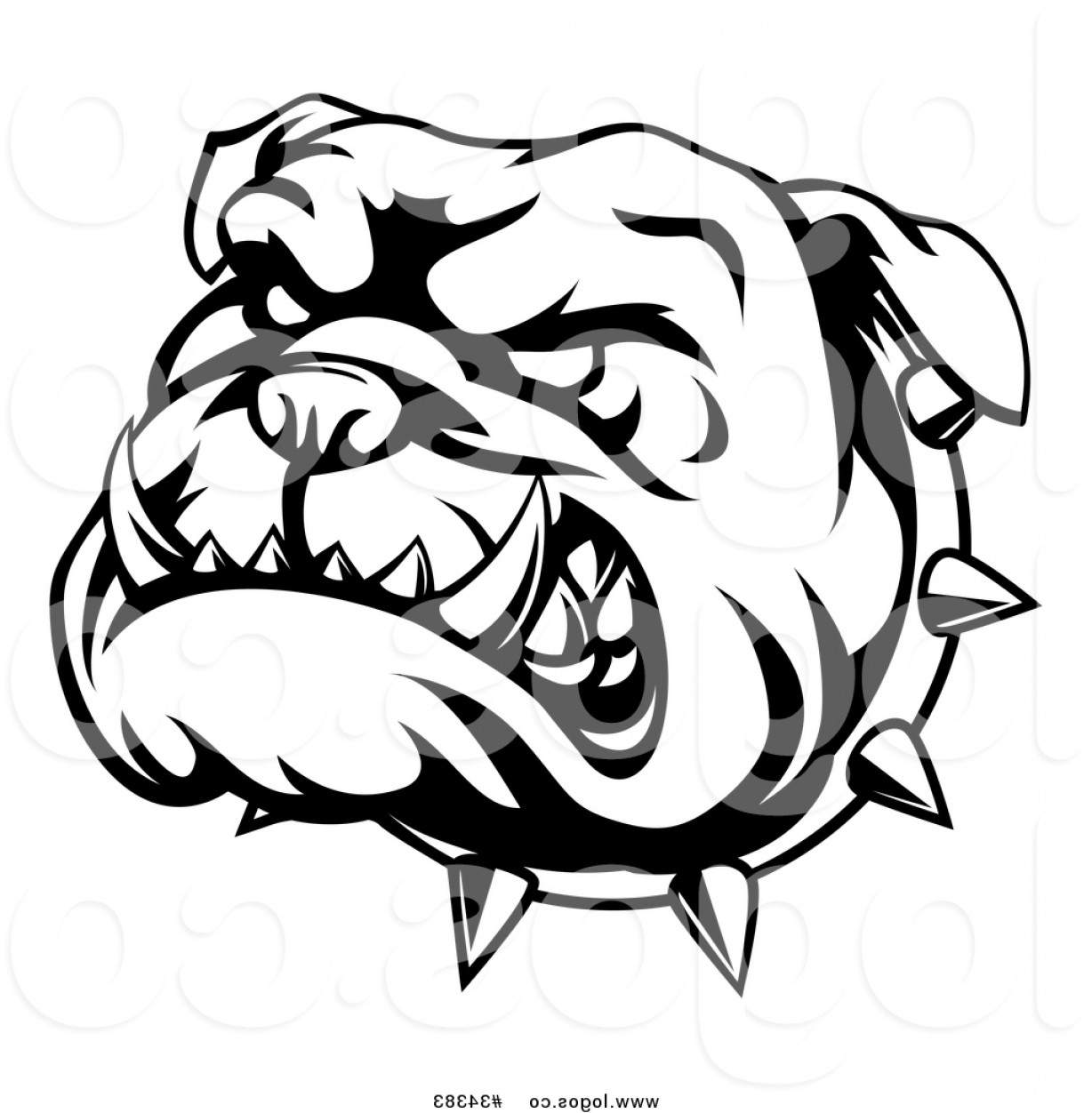 1228x1252 Vector Logo Of A Bellicose Bulldog With Spiked Collar Lineart