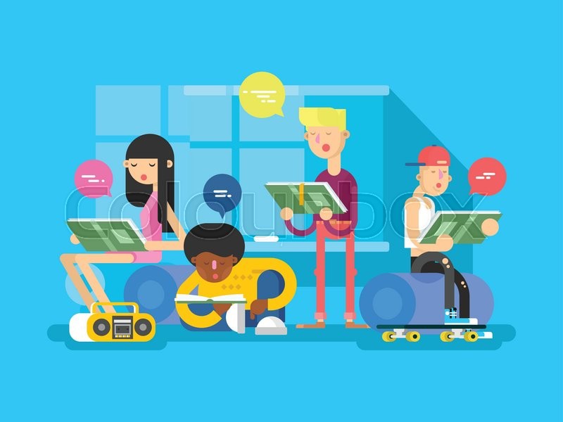 800x600 Language School Group Student Stock Vector Colourbox